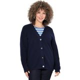 Ulla Popken - Gebreid Vest - Marine - V-hals - Lange Mouw