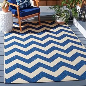 Safavieh Chevron Stripe-tapijt voor binnen en buiten, CY6244 CY6244 160 x 230 cm marineblauw/beige