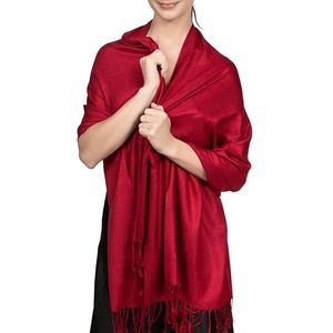 Achillea Soft Silky Pashmina Scarf for Women – Shawl Wrap for Evening Dresses, Bridesmaids, Weddings & Everyday Wear (Burgundy)