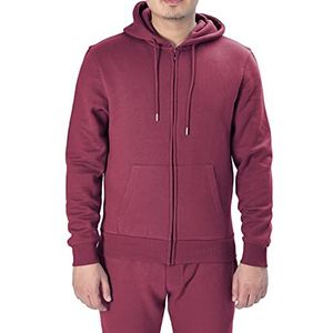 M17 Hoodie voor heren, casual capuchon, sweatshirt met capuchon en capuchon voor heren, klassieke effen jas met lange mouwen en zak (M, denim), rood (bordeauxrood), XL