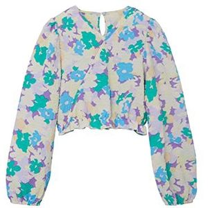 NAME IT Girl's NLFFILOWER LS Shirt Top, Swim Cap/AOP: Flowerprint, 134/140, Swim Cap/op: bloemenprint, 134/140 cm