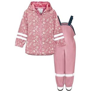 Playshoes Tweedelig regenpak met fleecevoering, gevoerd modderpak, bosdieren roze, 128