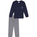SCHIESSER - Nightwear 1 - Nachtkledij - Donkerblauw/Wit - 2-delig - Lang