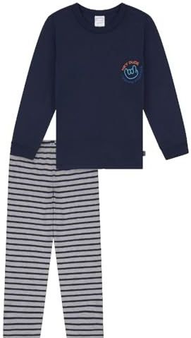 SCHIESSER - Nightwear 1 - Nachtkledij - Donkerblauw/Wit - 2-delig - Lang