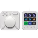 Logitech MX Creative Console,programmeerbaar toetsenblok met 9 aanpasbare lcd-toetsen en draaiknop voor grafisch ontwerp,videobewerking,fotografie,gebruik met Adobe,Zoom,Spotify en meer-Lichtgrijs