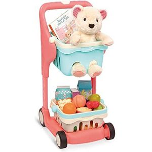 B. toys winkelwagen voor kinderen met speelgoedmand, eten, knuffeldier, fotoboek – kinderkeuken, speelkeuken, winkelwinkel accessoires vanaf 2 jaar