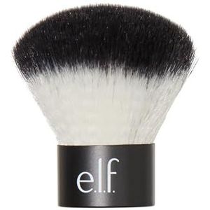 e.l.f. Kabuki Face Brush, synthetische haartjes, veelzijdig, compact, voor het aanbrengen van bronzer, poeder of highlighter, zacht, absorberend, voor droge en natte producten, reisformaat, 0.64 Oz