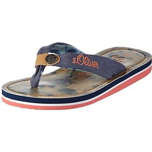 s.Oliver meisjes 47100 teenslippers, Blauw Blue Flower 812, 33 EU