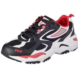 FILA Unisex Cr-cw02 Ray Tracer Teens Sneakers voor kinderen, Black White Fila Red, 36 EU
