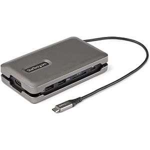 StarTech.com USB C Multiport Adapter, USB C naar 4K 60Hz HDMI 2.0, 2-Port 10Gbps USB Hub, 100W Power Delivery Pass-through, GbE, SD/MicroSD, USB-C Mini Dock - 25.4cm Kabel (DKT31CSDHPD3)