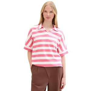 TOM TAILOR T-shirt voor dames, 35342 - Roze Offwhite Block Stripe, S