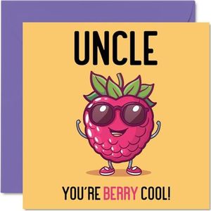 Verjaardagskaarten voor oom - Berry Cool - Grappige gelukkige verjaardagskaart voor oom van neef nichtje, oom verjaardagscadeaus, 145 mm x 145 mm grap wenskaarten voor mannen hem