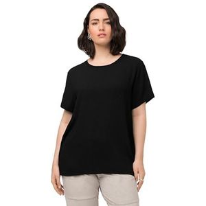 Ulla Popken T-shirt met structuurstof voor dames, zwart, 42-44