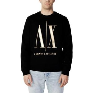 Armani Exchange Heren Icon, Maxi Front Logo Crew Neck Sweatshirt, Zwart, Large, zwart, L