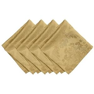 Elrene Home Fashions Set van 4 servetten van damast, polyester, goudkleurig, 43,2 x 43,2 cm
