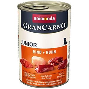 Animonda GranCarno Junior hondenvoer, nat voer voor honden in de groei, verschillende smaken, Rund- en kip., 6 x 400 g, 6 x 400 g