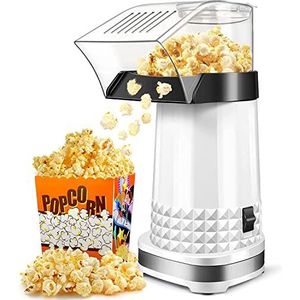COOCHEER Popcornmachine, 1200 W, hetelucht-popcornmaker voor thuis, breed kaliberdesign met maatbeker en afneembaar deksel, BPA-vrij