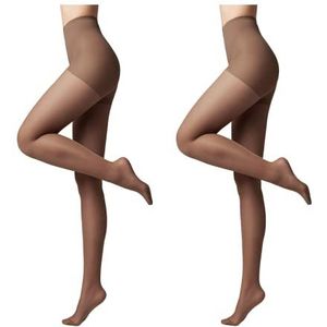 Conte elegant 2-pack modellerende panty's voor dames - stimuleert de bloedsomloop, vormgevende panty's dunne damespanty's - ACTIVE 20 bruine kleur maat 13 Lampenkap maat 3