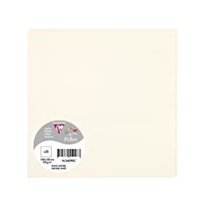 Clairefontaine 56090C, verpakking met 25 afzonderlijke kaarten, vierkant, 16 x 16 cm, 210 g/m², kleur: natuurlijk wit, uitnodigingspapier voor evenementen en correspondentie, Pollen-serie, premium