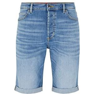 HUGO Heren 634/S Tapered-fit Shorts in Stay Zwart Comfort-Stretch Denim, Turkoois, 28