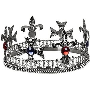 Boland 64555 Kroon Royal King zilver, voor volwassenen, hoofdtooi voor koning, majesteit, hertog, carnaval, carnaval, themafeest, Halloween