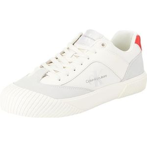 Calvin Klein Jeans Heren Skater Vulc Low Mix MG BTW gevulkaniseerde sneaker, romig wit/oesterzwam/fiery, 11 UK, Romige witte oesterzwam vurig, 43.5 EU