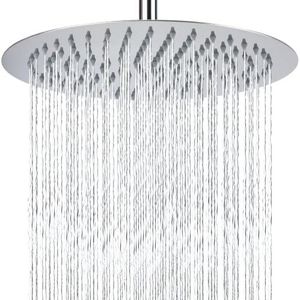 Markcco Regendouche, 30 cm, cirkelvormige hogedrukdouchekop van roestvrij staal 304, comfortabele douche-ervaring, ook bij lage waterdruk, kan aan de muur of het plafond worden geïnstalleerd (30 cm, chroom)
