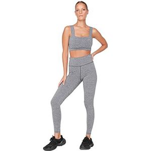Trendyol Dames Sportkleding Hoge Taille Skinny fit Volledige grootte Sport Leggings, Grijs, S
