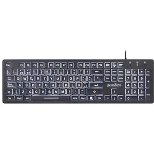 Perixx Periboard-317 is een bekabeld en achtergrondverlicht led-toetsenbord, hoofdletters met witte verlichting, full-size toetsenbord, Spaanse configuratie.