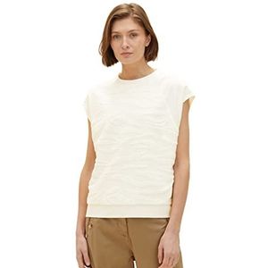 TOM TAILOR Dames Top 1035855, 31586 - Offwhite Towelling Waves, XL