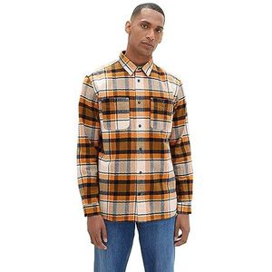 TOM TAILOR Herenhemd, 33848 - Oranje Cognac Multicolor Check, XL