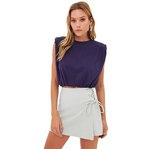 Trendyol Dames Basic High Taille Skinny fit Skort Shorts, Grijs, 62