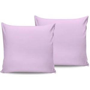 Zachte paarse kussensloop set (2 stuks), 80 x 80 cm, 100% katoen Ranforce, 117 g/m², luxe comfort voor je slaapkamer, elegant en gezellig design