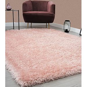 Paco Home Mia's Teppiche Fiona vloerkleed woonkamer slaapkamer roze 60x110 cm hoogpolig