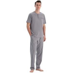 Dagi Grijs Gebreid Regular Taille Supreme Lange Leg Korte Mouwen Crew Neck T-shirt en broek, Grijs, S, grijs, S