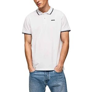 Pepe Jeans Heren Pepe Piping Polo Trui, Wit, XXL, Kleur: wit, XXL