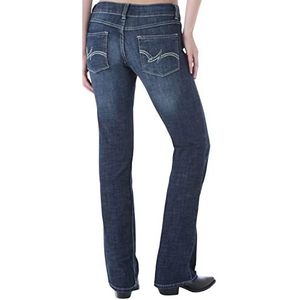 Wrangler Dames Western Mid Rise Stretch Straight Leg Jeans, navy, 13W x 30L
