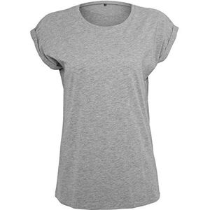 Build Your Brand Extended Shoulder Tee T-shirt voor dames, Grijs, 3XL