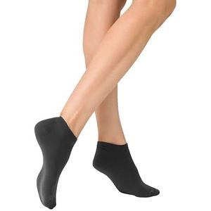 KUNERT Sensual Cotton Sneakersokken voor dames, drukvrije tailleband, 128 denier, antraciet 8140, 35-38 EU