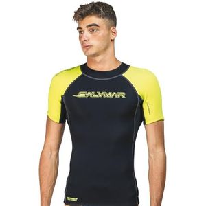 Salvimar Zwemmer-shirt, uniseks, volwassenen, zwart, neongeel, L