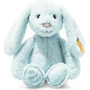 Steiff 242335 Soft Cuddly Friends My First Hoppie haas, 26 cm, knuffeldier voor baby's, lichtblauw, blauw, 153 g