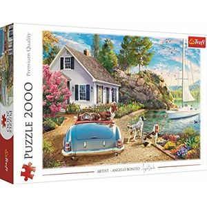 Trefl - Holiday Harbor - Puzzel 2000 stukjes - Honden, Zomer, Zeilboot, Moderne doe-het-zelf legpuzzel, Creatief Amusement, Klassieke puzzels met Dieren, voor Volwassenen en Kinderen vanaf 12 jaar