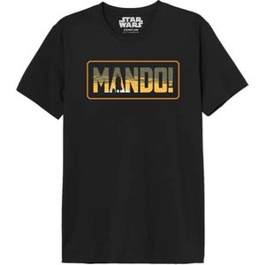 Star Wars Mandalorian - Mando Logo MESWMANTS186 T-shirt voor heren, zwart, maat S, Zwart, S