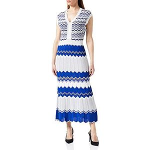 Morgan RMGUI damesjurk, lang, recht, chevron print, middenblauw, TM, Royal Blauw, M