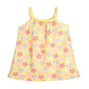 Koton Babygirls Bloemenprint houder hals katoenen jurk, Geel design (1d7), 18-24 maanden