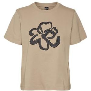 VERO MODA VMCAYA Mette SS TOP Box JRS GA, Silver Mink/Print: bloem, XS