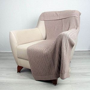 Homemania Softy deken voor bank, slaapkamer, woonkamer - beige van katoen 130 x 170