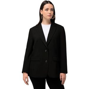 Ulla Popken Dames, oversized blazer, zwart, 50-52