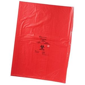 Heathrow Scientific HD10320 Biohazartzak, polypropyleen, 203 mm breedte x 305 mm lengte, rood (pak van 500)