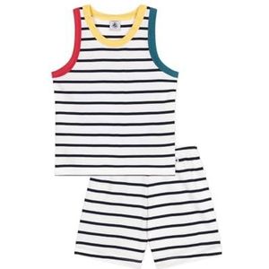 Petit Bateau Jongens Pyjacourt, wit/blauw, 2 Jaar